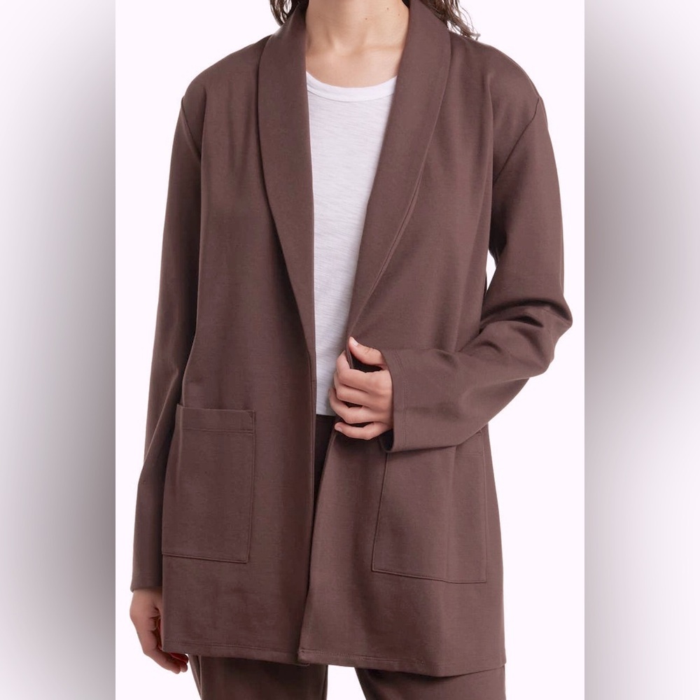 Eileen Fisher Shawl Collar Cardigan Jacket Coffee Brown Size L NWT‎